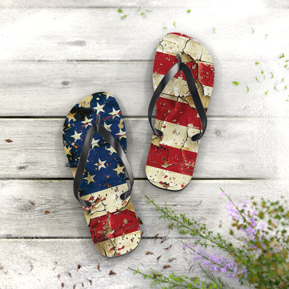 Distressed American Flag Flip-Flops