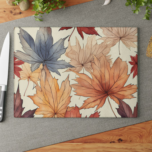 Autumn Floral Glass Cutting Board