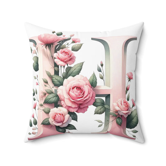 Alphabet Flowers Print Spun Polyester Square Pillow