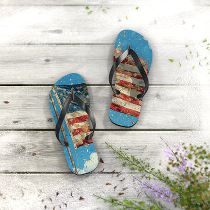 Distressed American Flag Flip-Flops