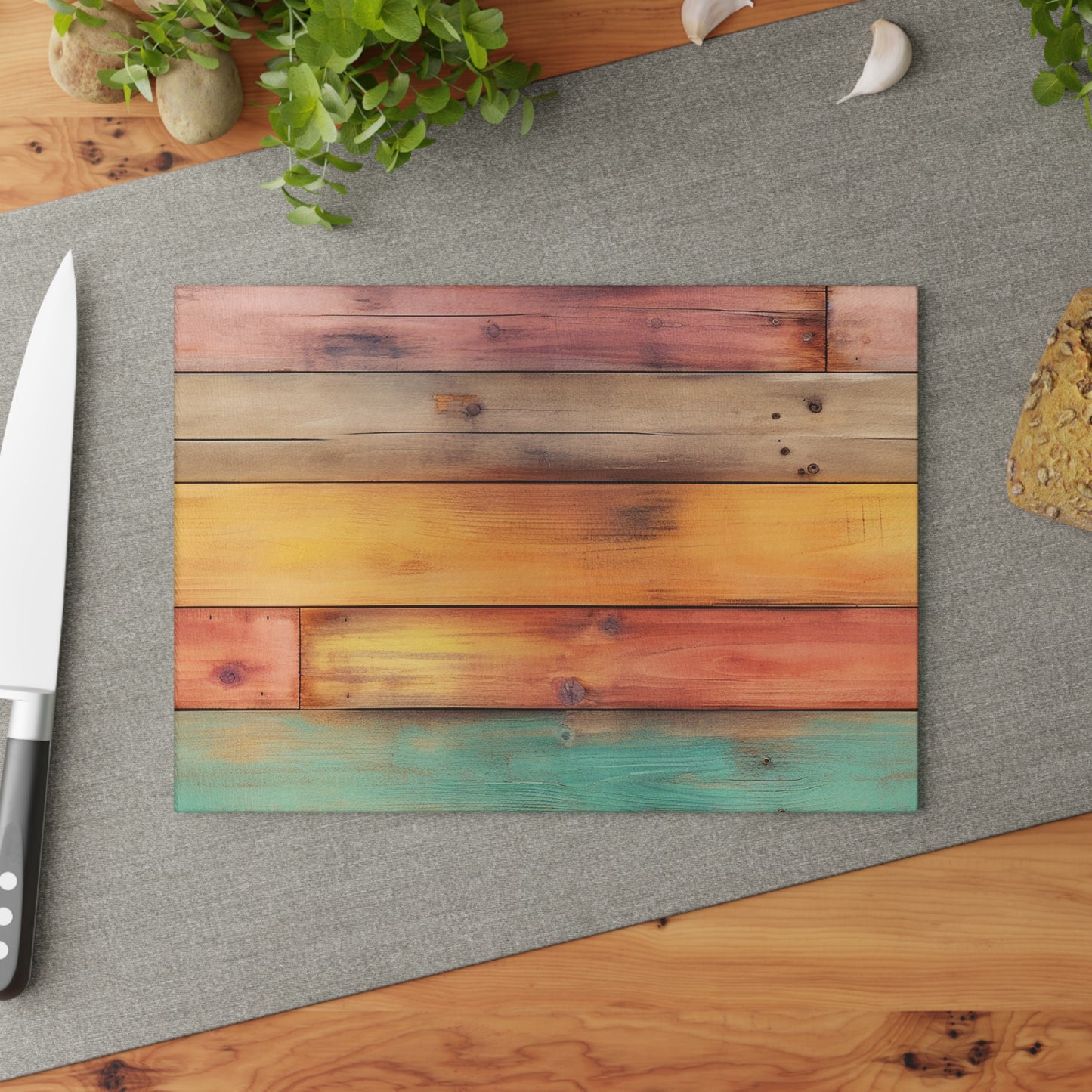 Wooden Print Glass Cutting Board