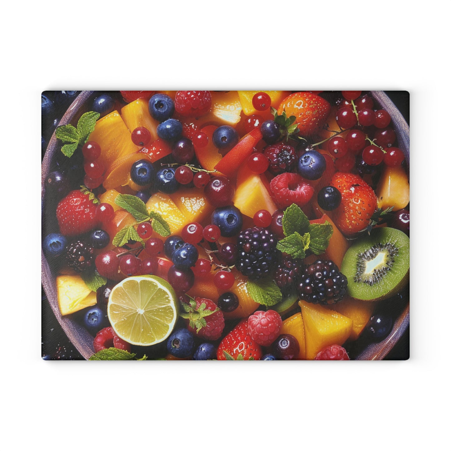 Fruits Print Glass Cutting Board