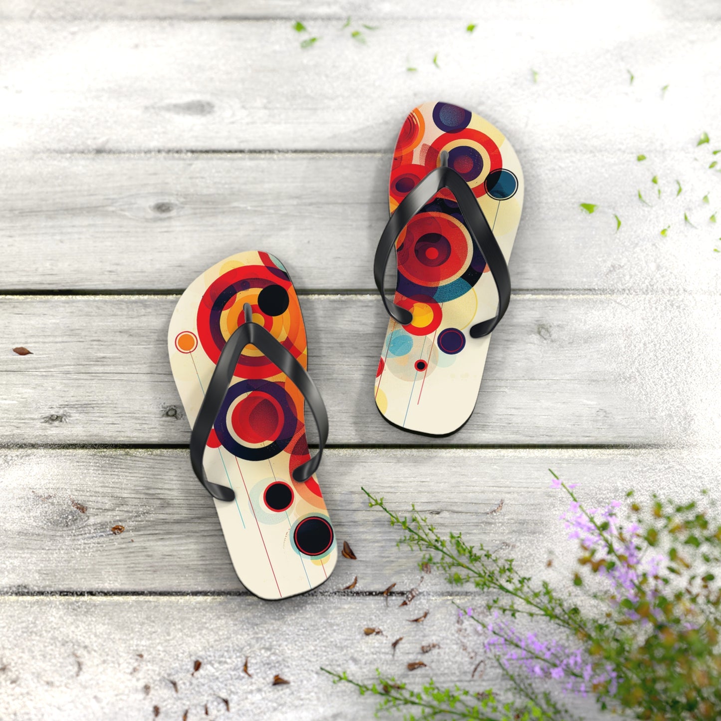 Abstract Decorative Circles  Flip-Flops