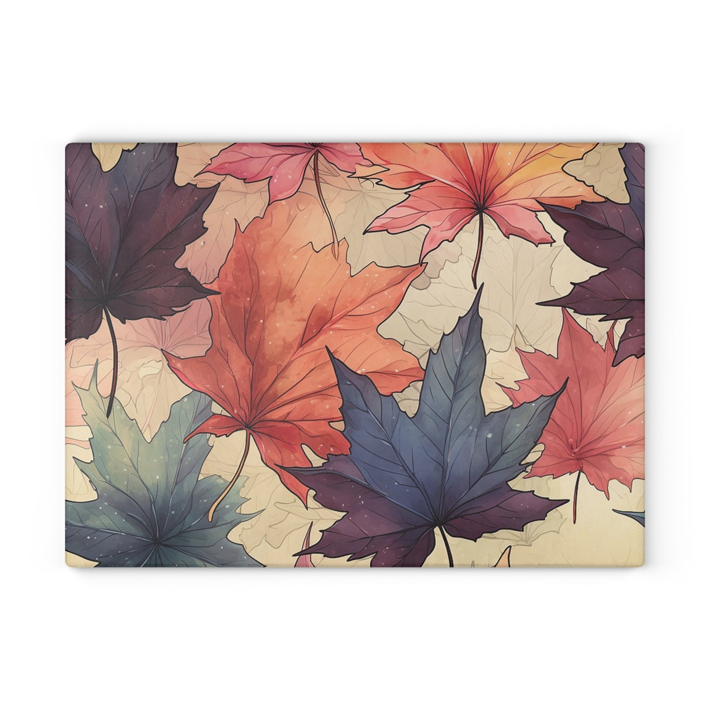 Autumn Floral Glass Cutting Board