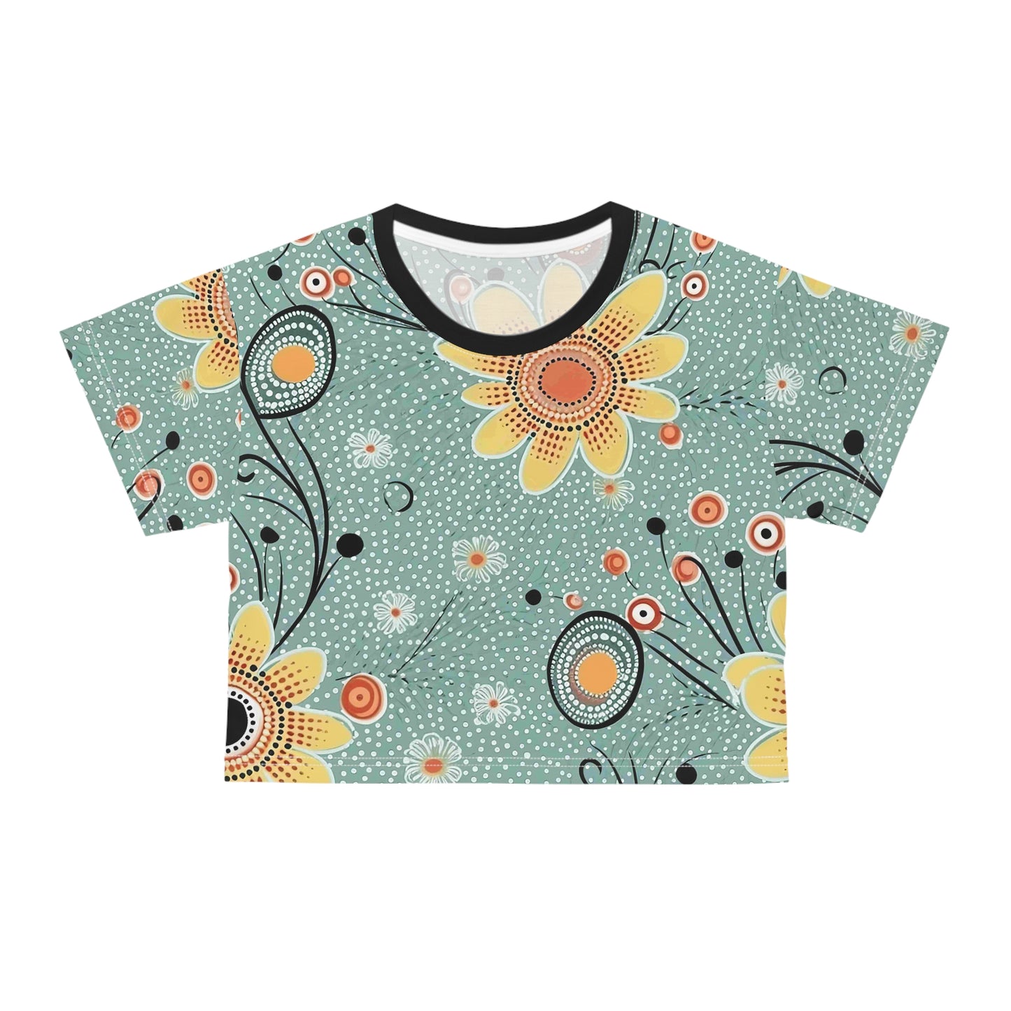 Aboriginal Flower Pattern (AOP) Crop Tee