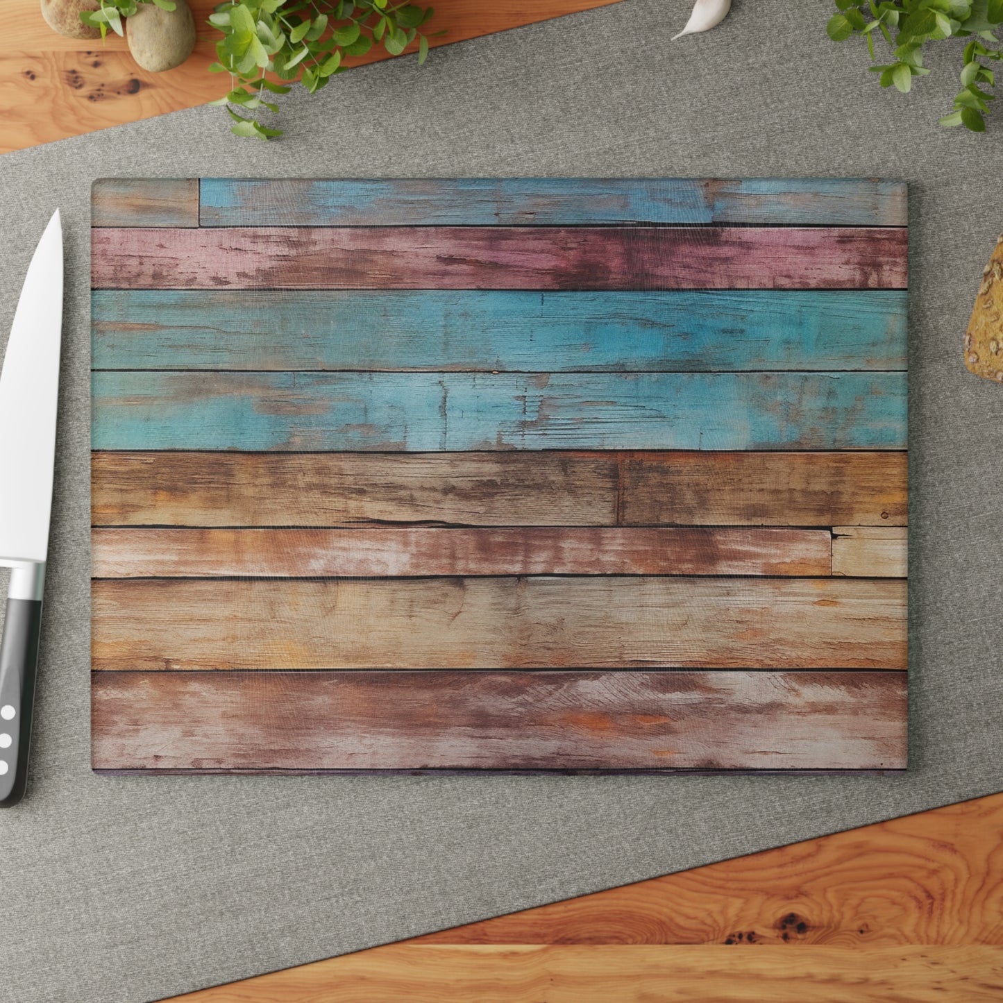 Wooden Print Glass Cutting Board