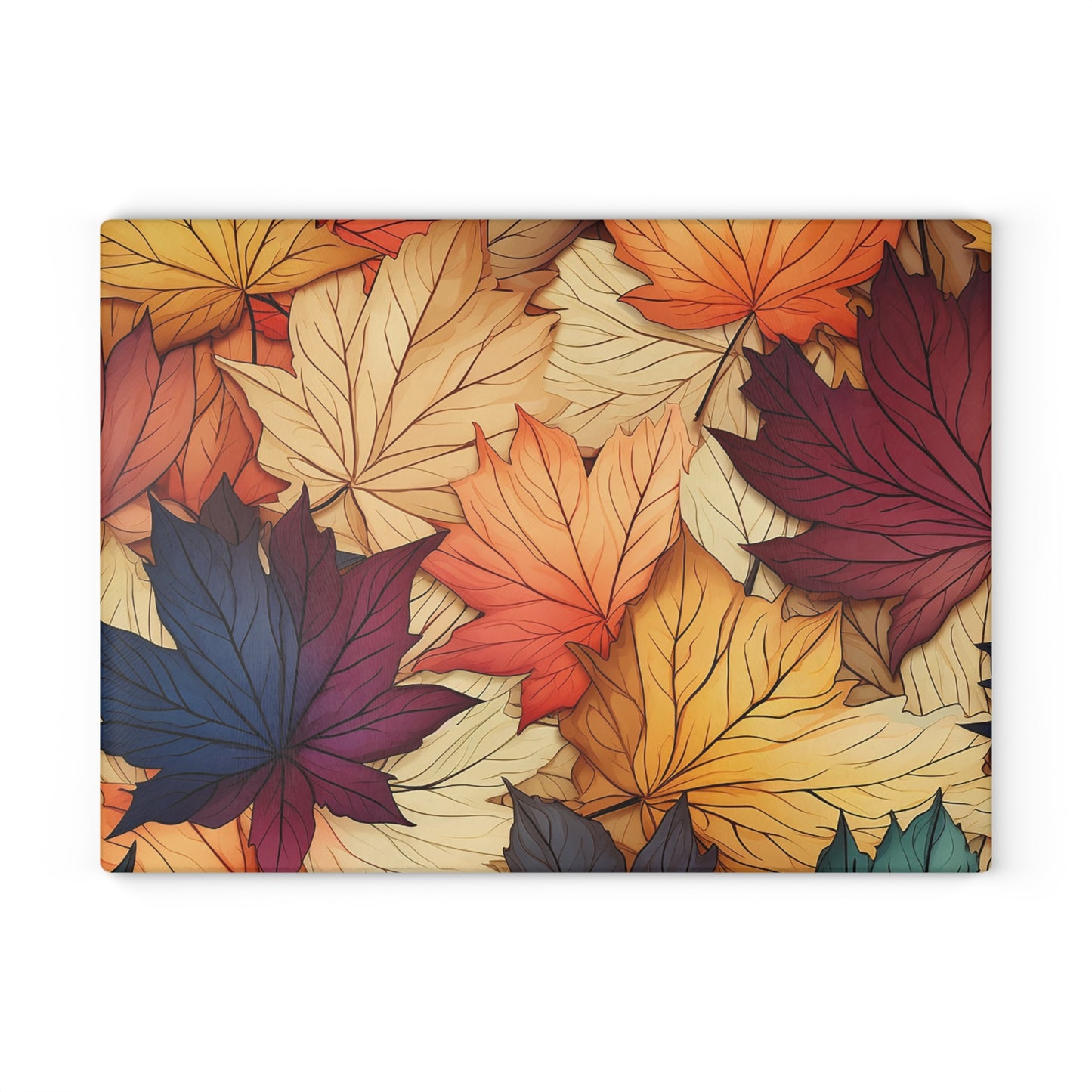 Autumn Floral Glass Cutting Board