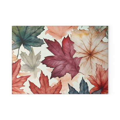 Autumn Floral Glass Cutting Board